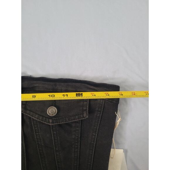NWT Project Rebel Strapless Denim Button Tube Top Size M Black Grunge Western - Picture 5 of 7